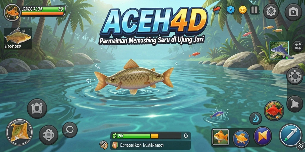 Tampilan seru gameplay memancing di ACEH4D dengan berbagai ikan.
