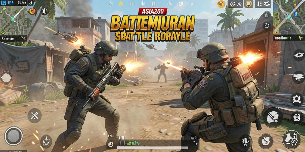 Screenshot gameplay ASIA200 menunjukkan pertempuran seru dan taktis.
