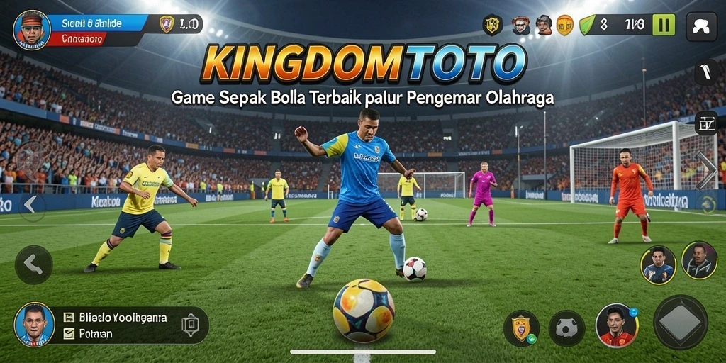 Tangkapan layar gameplay KINGDOMTOTO yang menampilkan aksi seru sepak bola.