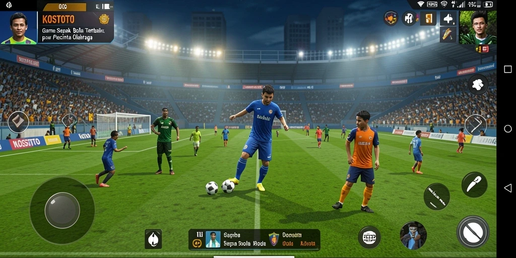 Screenshot KOSTOTO yang menampilkan aksi seru dalam permainan sepak bola.