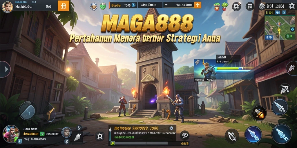 Screenshot gameplay menampilkan aksi seru dalam game Tower Defense MAGA888.