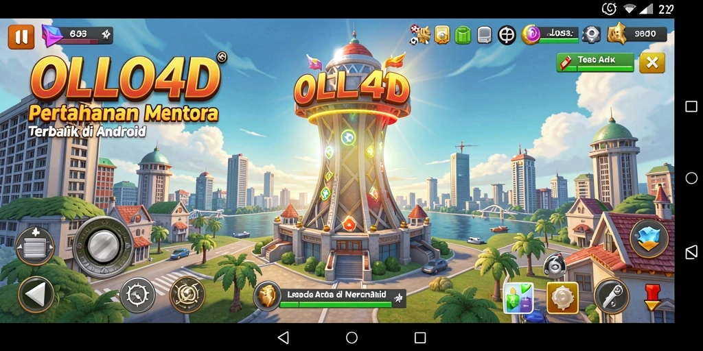 Tampilan gameplay menara dengan musuh yang menyerang.