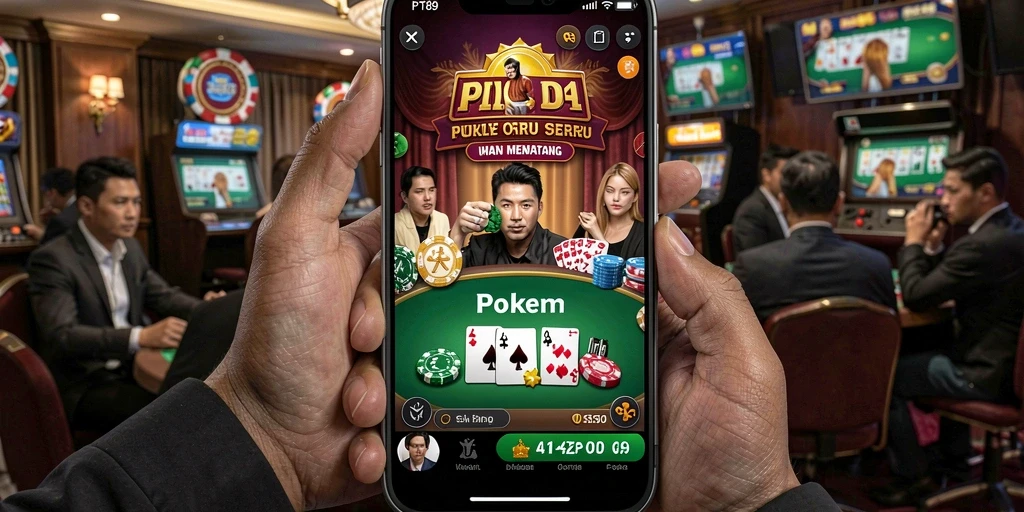 Screenshot utama PT89 menampilkan aksi seru permainan Poker yang mendebarkan.