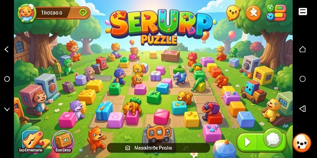 Tampilan gameplay SERURP yang penuh warna dan menantang.