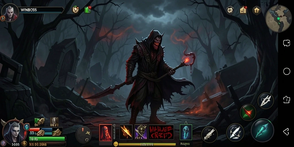 Tampilan mendebarkan dari gameplay WINBOSS dalam suasana kegelapan.